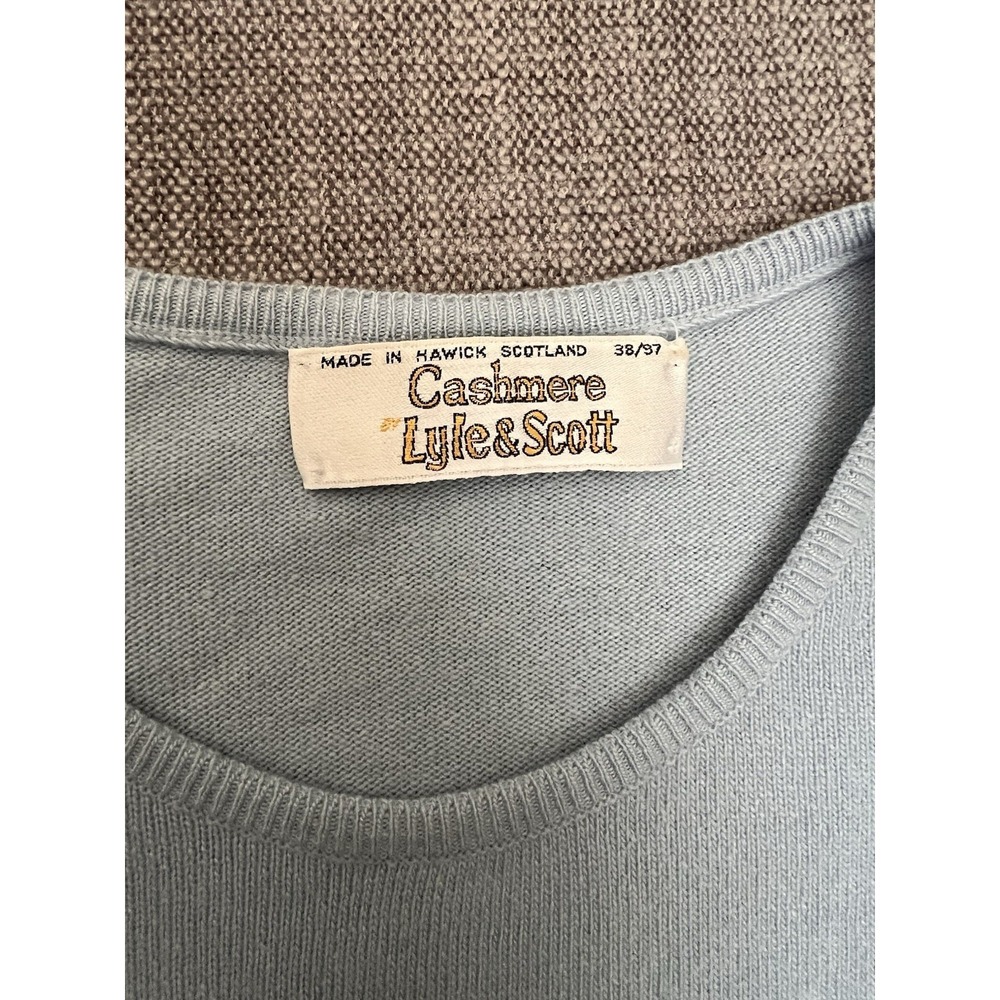 Lyle & Scott Scotland Cashmere Sweater Blue Floral Women's 38/97 Vintage - Picture 3 of 9